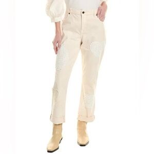 NWOT Johnny Was Dolly Boyfriend Midrise Relaxed Fit Embellished Lace Jeans sz 27